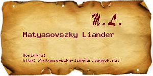 Matyasovszky Liander névjegykártya